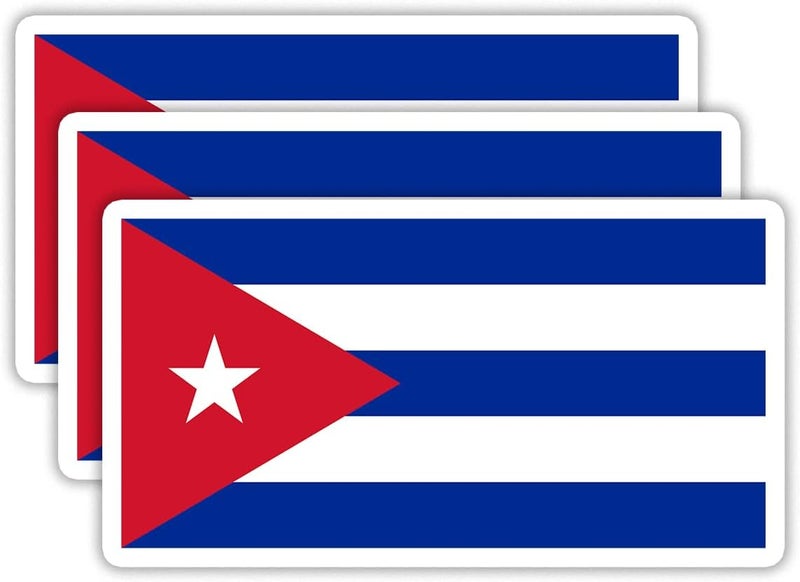EMMACELA (3PCS) Cuba Flag stickers, Countries Flag Stickers - Waterproof Vinyl Decals For Laptops, Tumblers, Water Bottles, Books, Scrapbooks, Size 3 x 1.6 Inch - Image 1